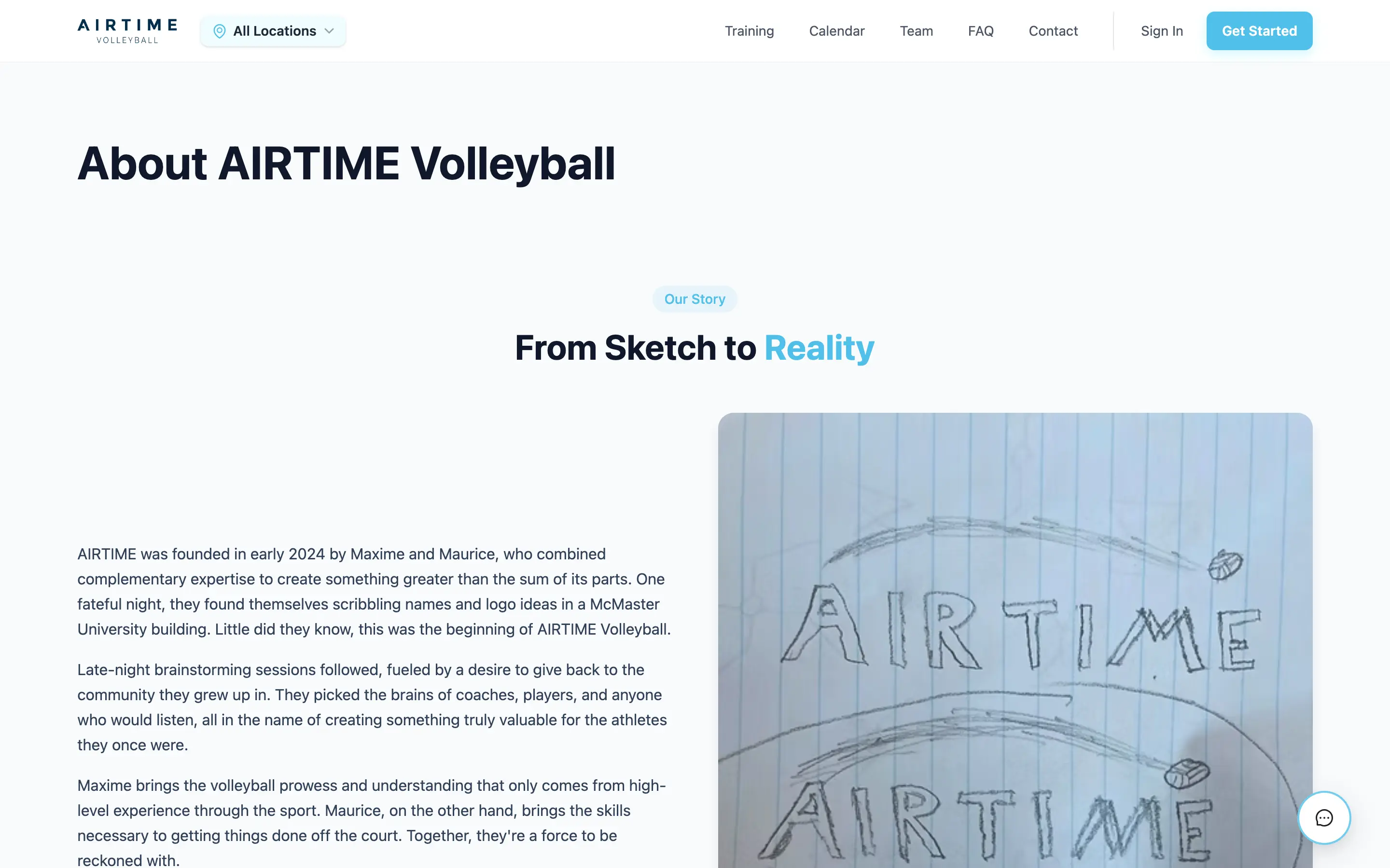About page on the AIRTIME public site