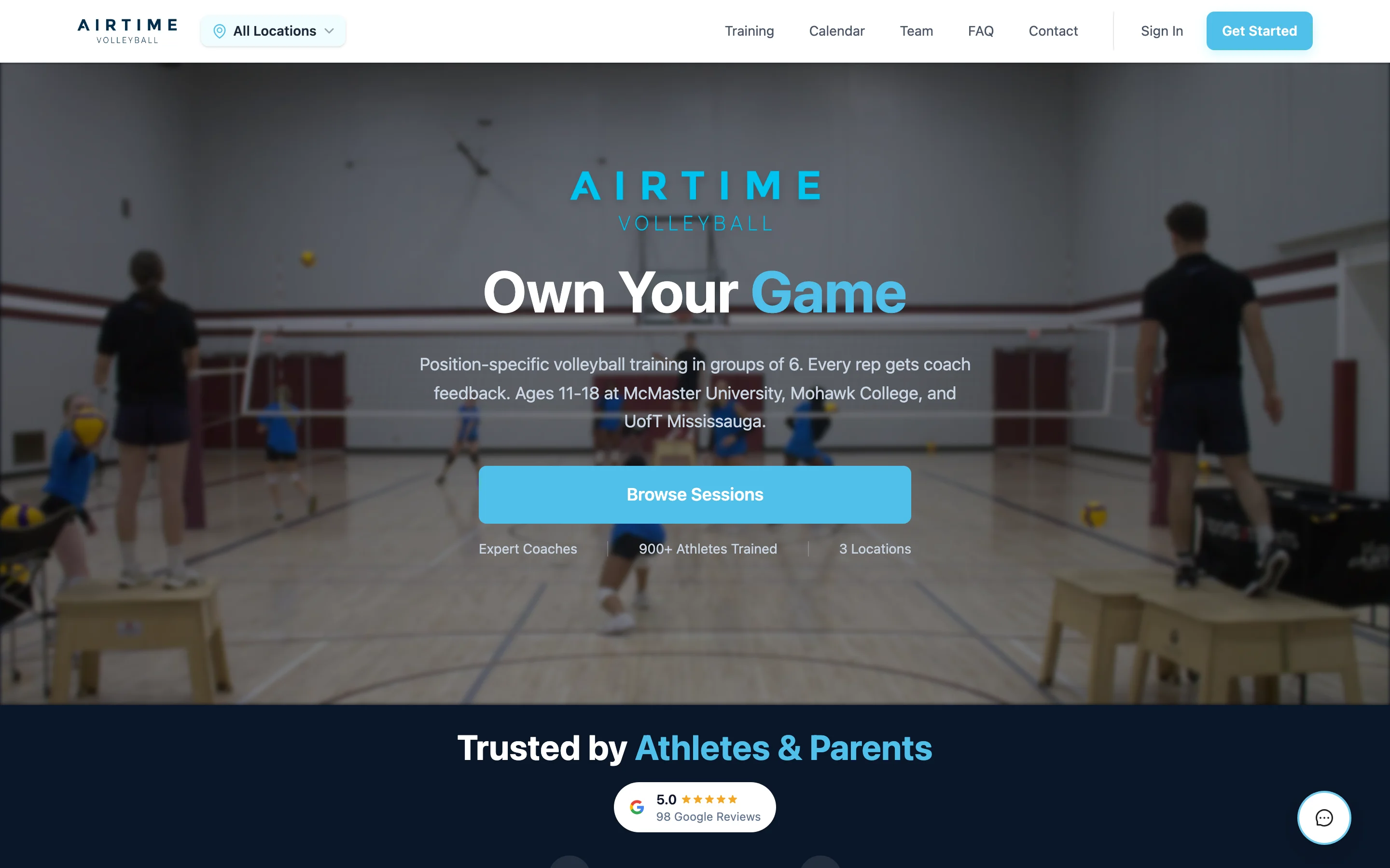 AIRTIME Volleyball, our Hamilton facility, running on Asobi